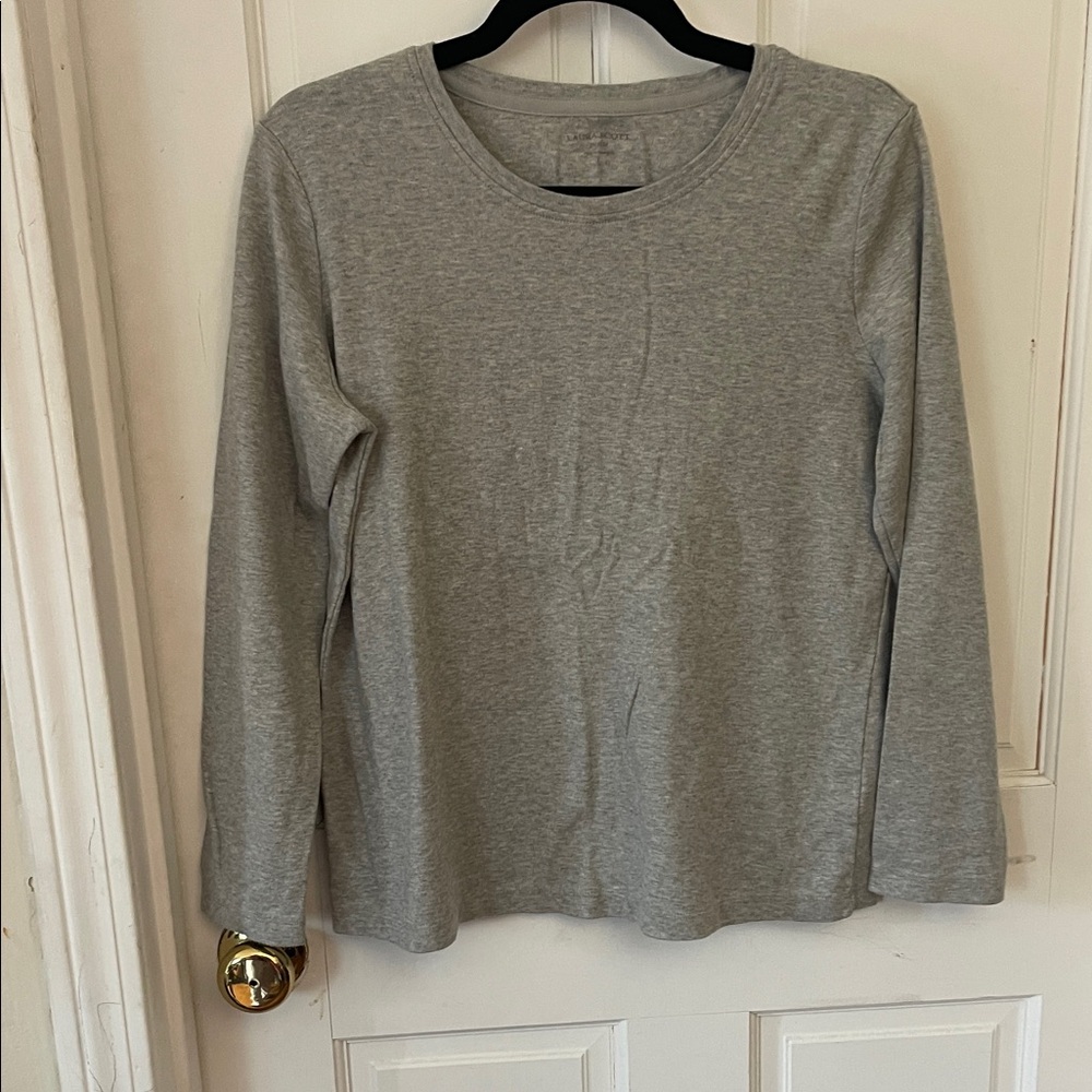 Laura Scott Heather Gray Long Sleeve Top